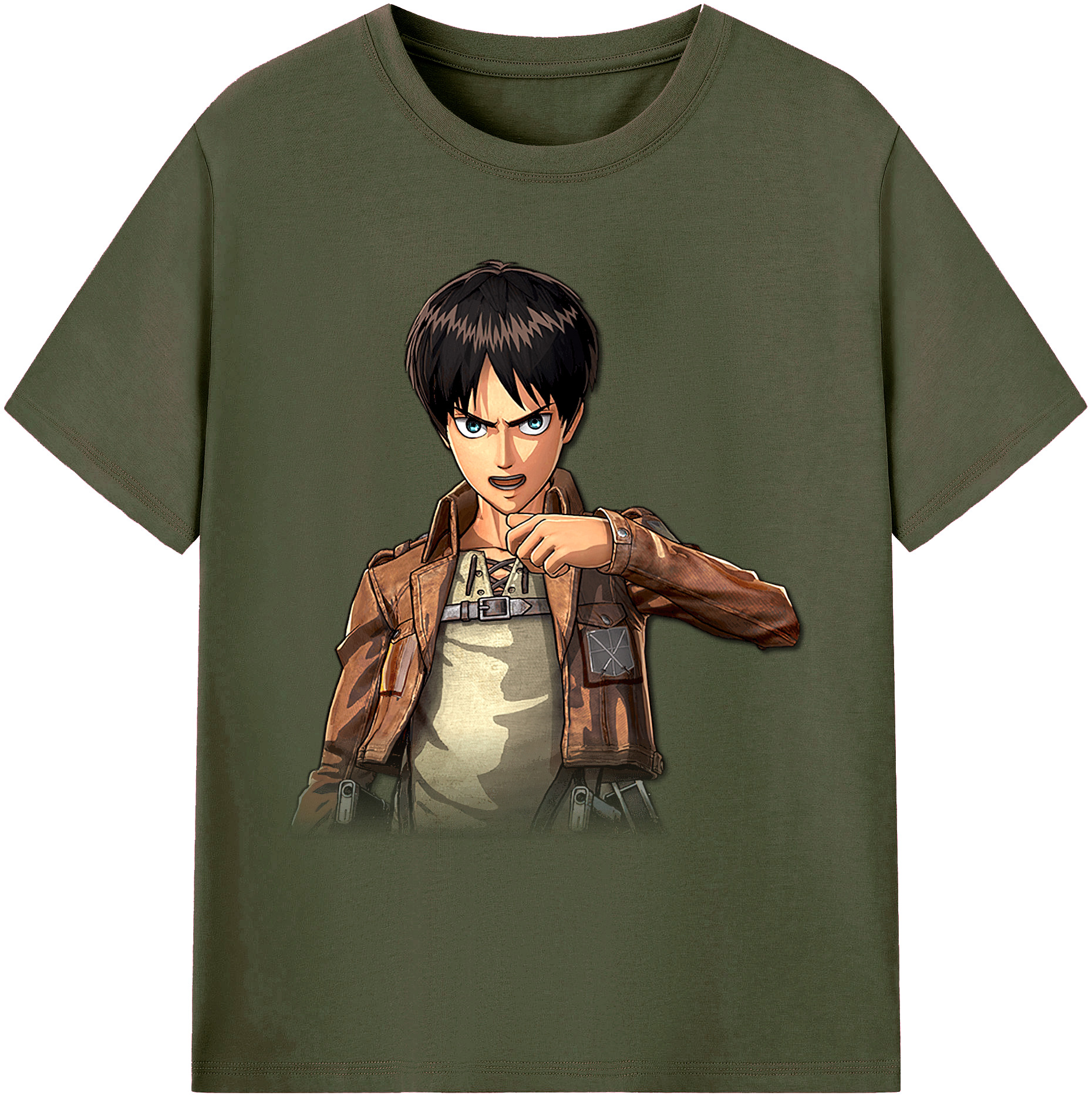 （画像用） 進撃の巨人 エレン･イェーガー Attack on Titan Eren Jäger 綿100％ メンズ半袖Tシャツ｜肌触りやわらか＆通気性